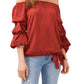 Vince Camuto Women's Clip Dot Bubble Sleeve Blouse Red