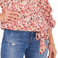 Vince Camuto Women's Sunset Ditsy Off The Shoulder Bubble Sleeve Blouse Brown Size X-Large