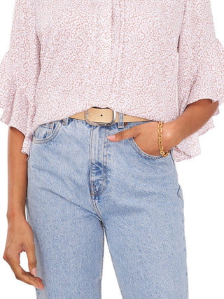 Vince Camuto Women's Animal Print Flutter Sleeve Blouse Brown Size Large