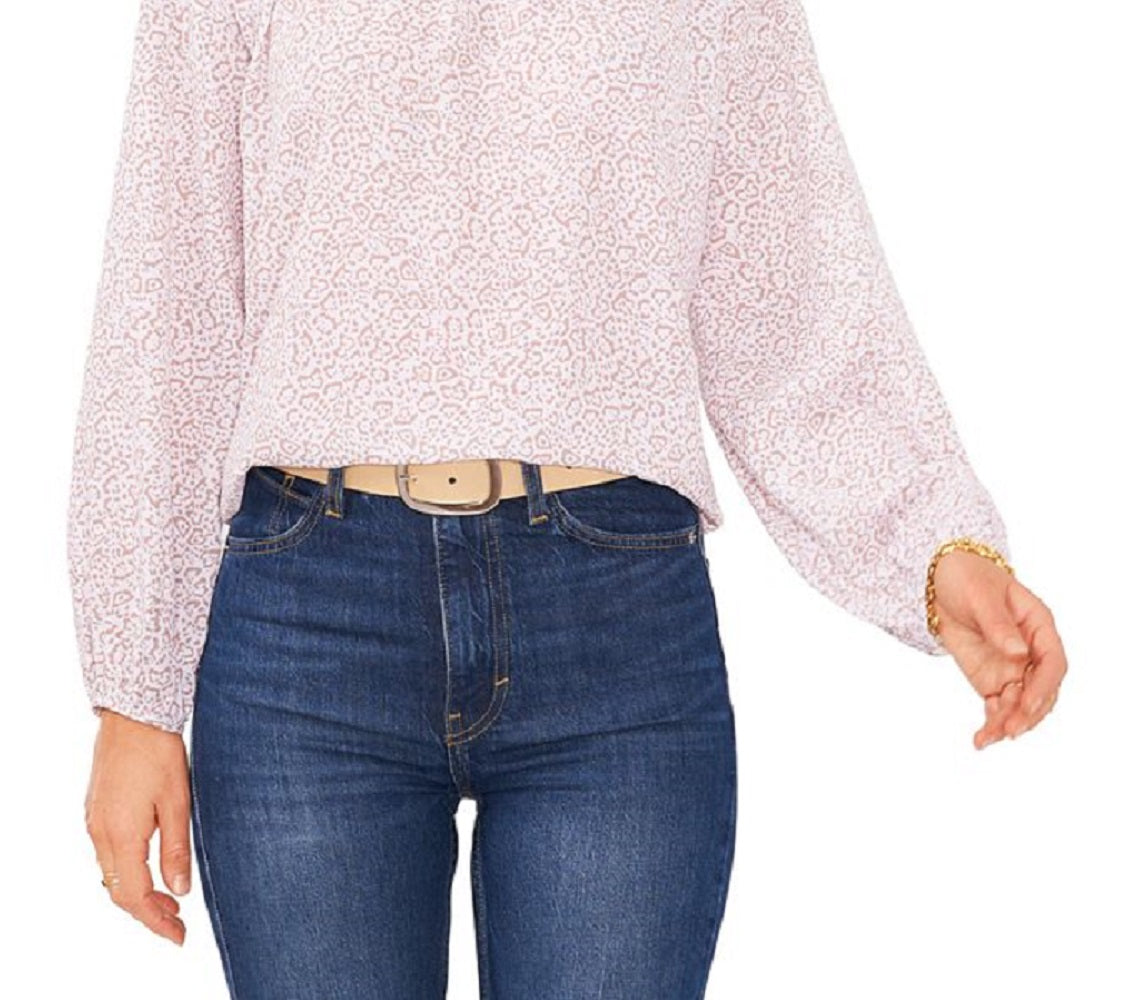 Vince Camuto Women's Cheetah Print Keyhole Blouse Pink