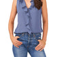 Vince Camuto Women's Solid Sleeveless Ruffled Top Blue Size X-Small