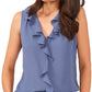 Vince Camuto Women's Sleeveless Ruffled Top Blue Size Large