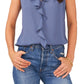 Vince Camuto Women's Sleeveless Ruffled Top Blue Size Large