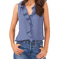 Vince Camuto Women's Sleeveless Ruffled Top Blue Size Large