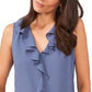 Vince Camuto Women's Solid Sleeveless Ruffled Top Blue Size X-Large