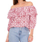 Vince Camuto Women's Printed Off The Shoulder Top White Size X-Small