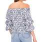 Vince Camuto Women's Print Off The Shoulder Blouse White Size Large