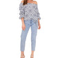 Vince Camuto Women's Print Off The Shoulder Blouse White Size Large