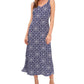 Vince Camuto Women's Printed Sleeveless Midi Dress Blue Size Medium