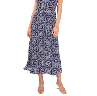 Vince Camuto Women's Printed Sleeveless Midi Dress Blue Size X-Large