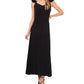 Vince Camuto Women's Ruffle Strap V Neck Maxi Dress Black