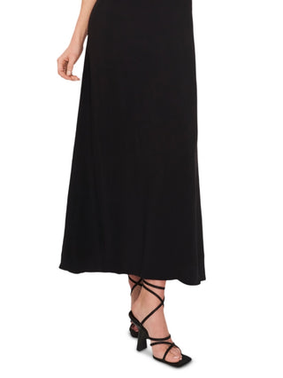 Vince Camuto Women's Ruffle Strap V Neck Maxi Dress Black