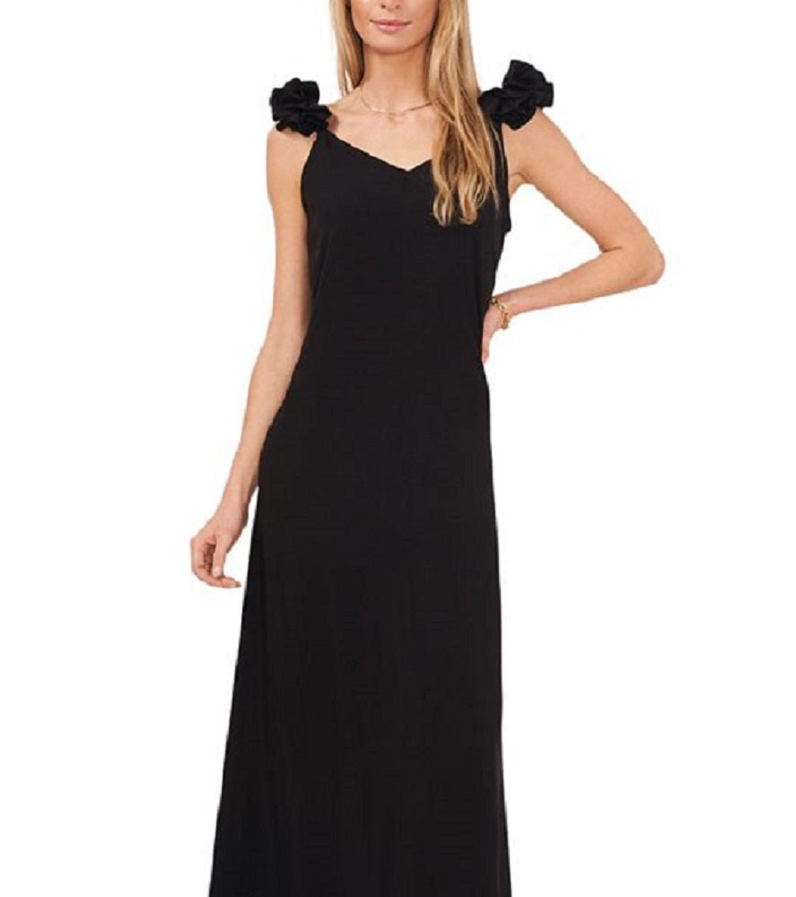 Vince Camuto Women's Rouched Sleeve Callus Maxi Dress Black Size X-Large