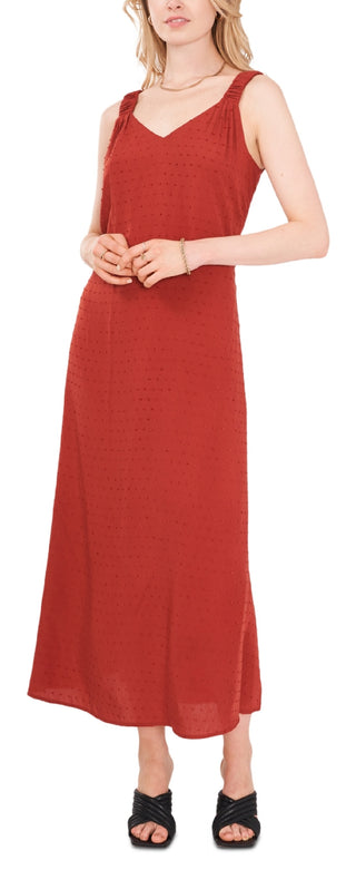 Vince Camuto Women's V Neck Clip Dot Maxi Dress Orange Size Large