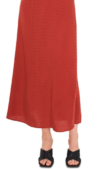 Vince Camuto Women's V Neck Clip Dot Maxi Dress Orange Size Large