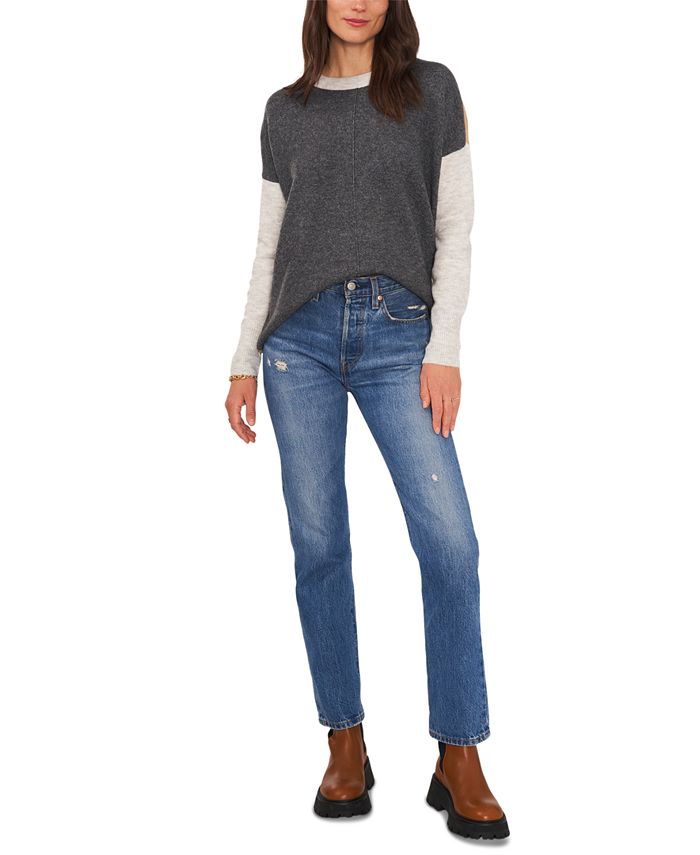 Vince Camuto Women's Colorblock Sweater Gray Size Small