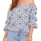 Vince Camuto Women's Printed Off Shoulder Bubble Sleeve Top Pink Size 1X