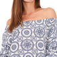 Vince Camuto Women's Printed Off Shoulder Bubble Sleeve Top Pink Size 1X