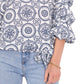 Vince Camuto Women's Printed Off Shoulder Bubble Sleeve Top Pink Size 1X