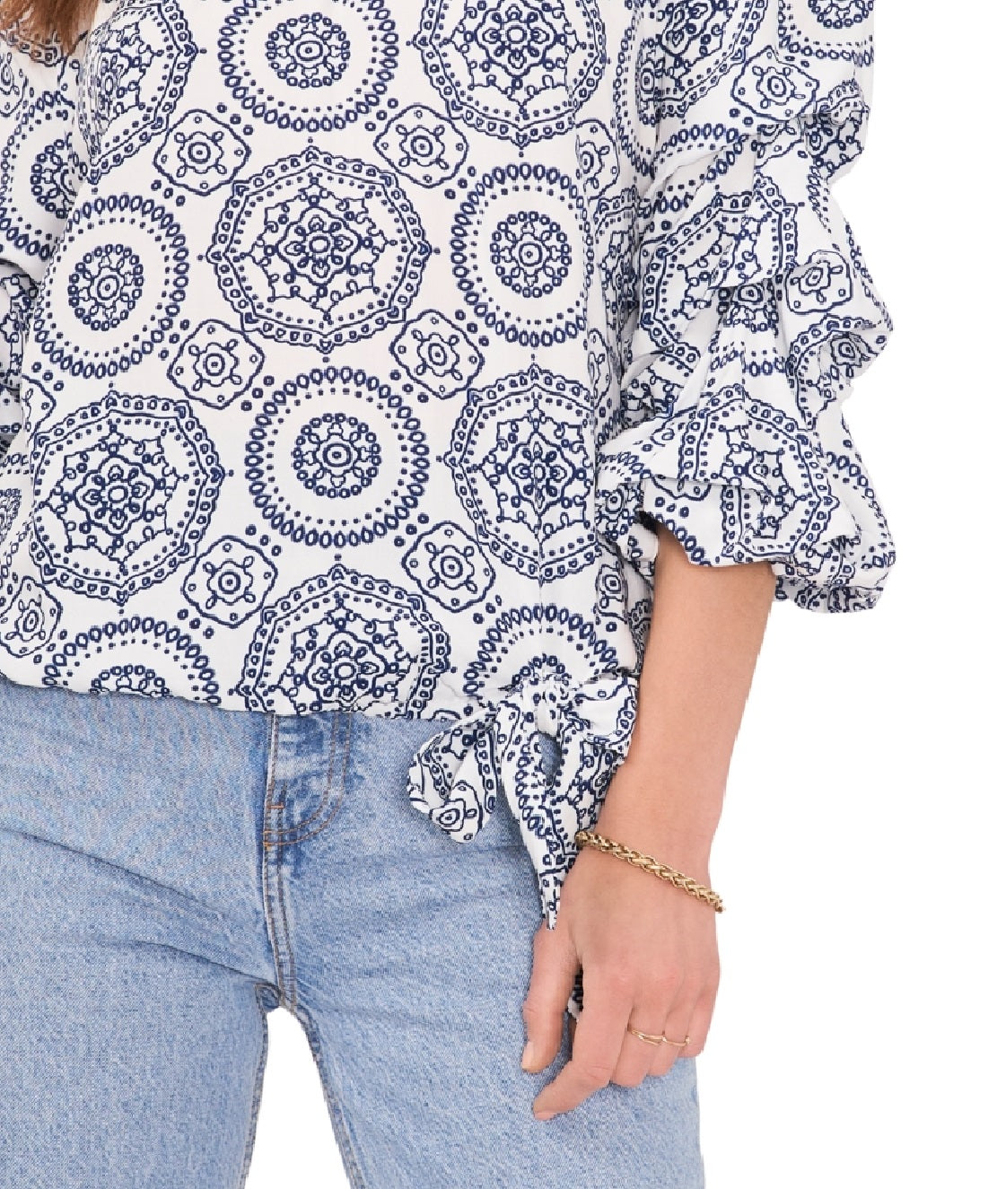 Vince Camuto Women's Printed Off Shoulder Bubble Sleeve Top Pink Size 1X