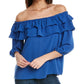 Vince Camuto Women's Ruffle Off The Shoulder Blouse Blue Size Medium