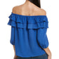 Vince Camuto Women's Ruffle Off The Shoulder Blouse Blue Size Medium