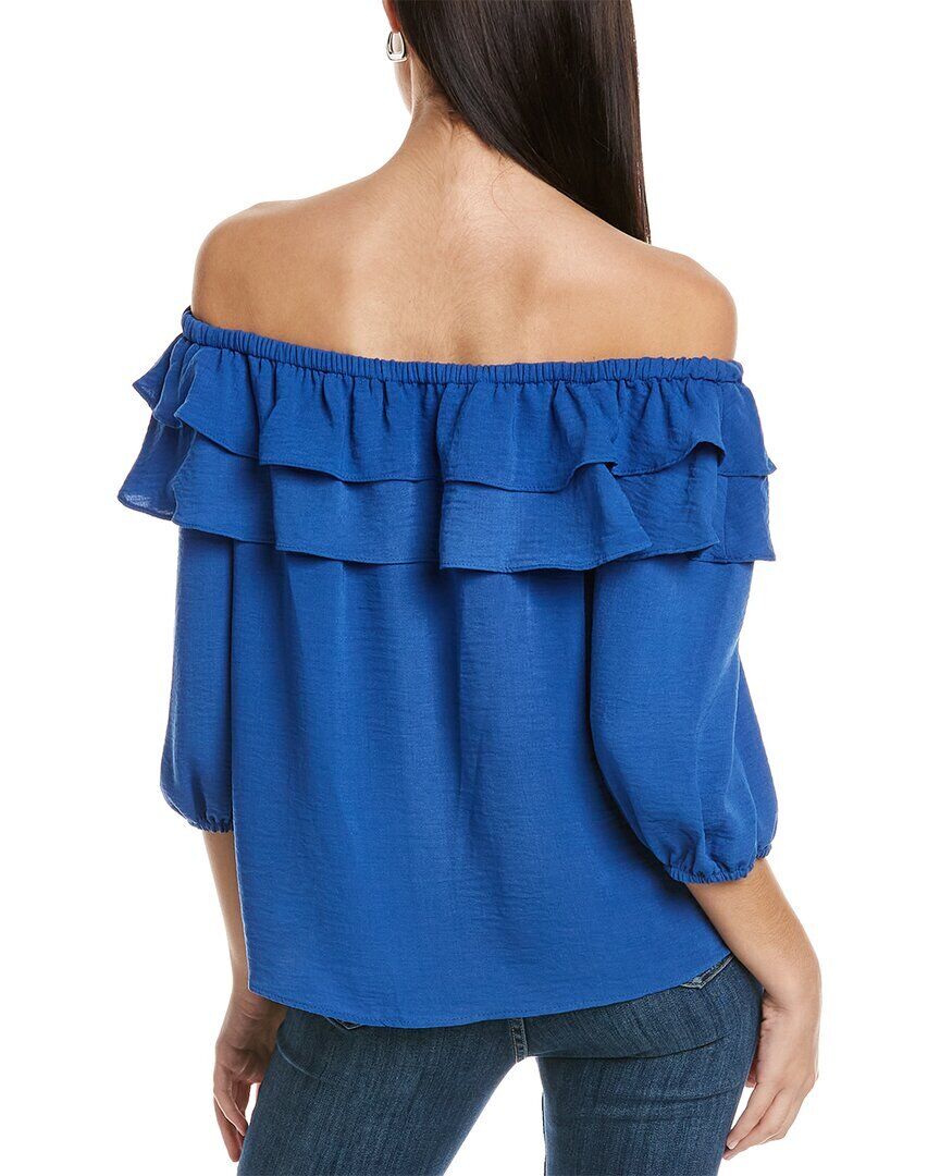 Vince Camuto Women's Ruffle Off The Shoulder Blouse Blue Size Medium