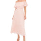 Vince Camuto Women's Foil Accent Off The Shoulder Tiered Dress Pink Size X-Large