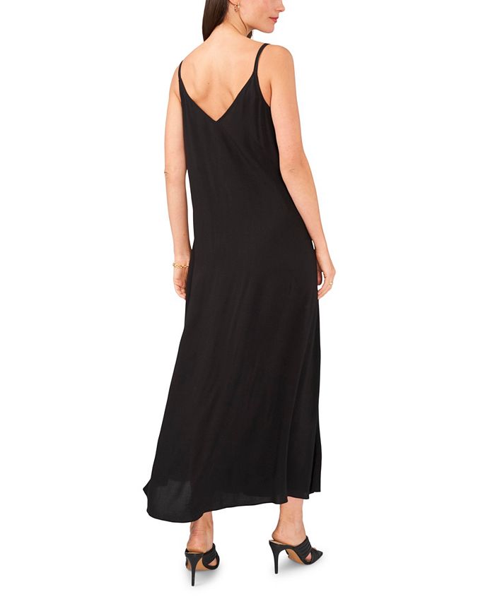 Vince Camuto Women's V Neck Challis Slipdress Black Size Large