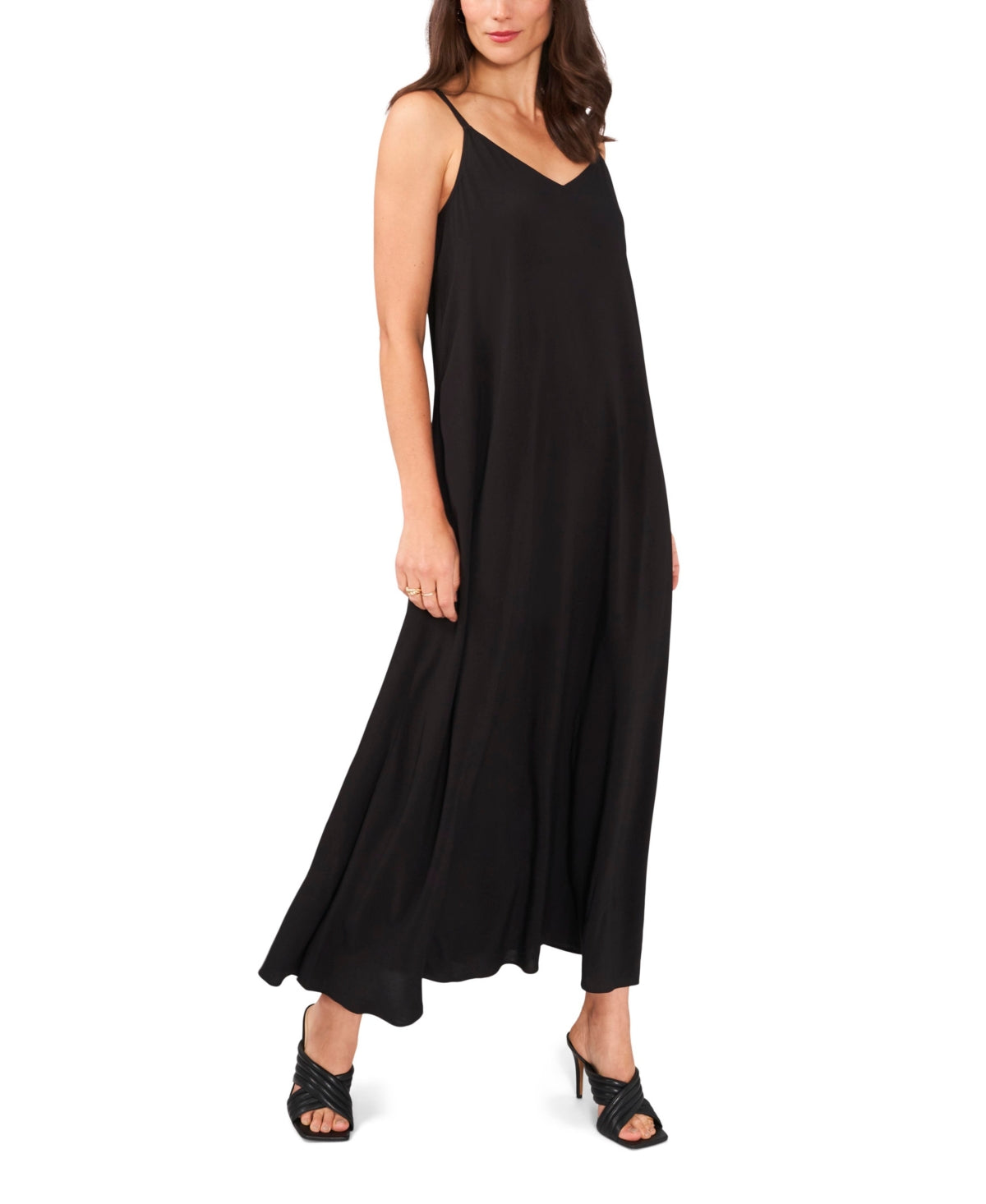 Vince Camuto Women's V Neck Challis Slipdress Black Size Large