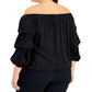 Vince Camuto Women's Off The Shoulder Lantern Sleeve Top Black Size 2X