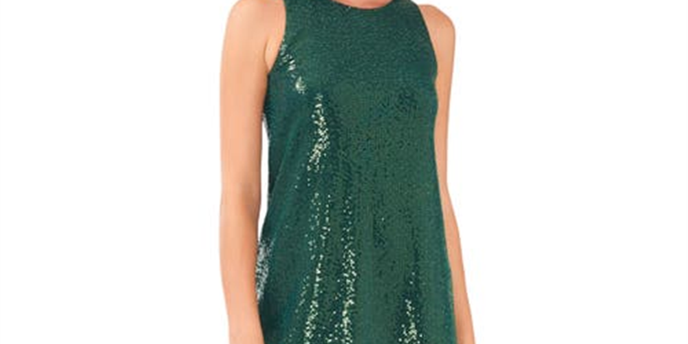 Vince Camuto Women's Sequin Sleeveless Dress Green Size Small
