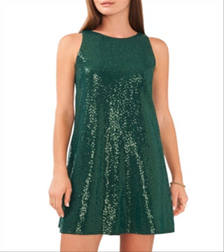 Vince Camuto Womens Sleeveless Sequin Shift Dress Green Size size