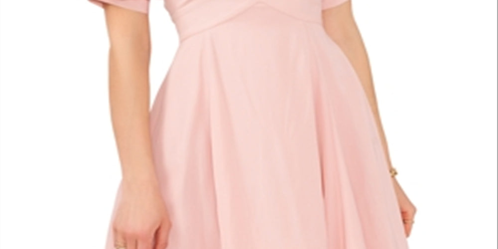 1.STATE Women's Bubble Sleeve V Neck Dress Pink