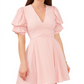 1.STATE Women's Bubble Sleeve V Neck Dress Pink