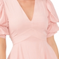 1.STATE Women's Bubble Sleeve V Neck Dress Pink