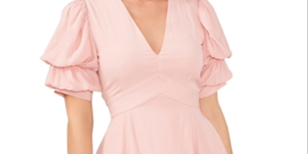 1.STATE Women's Bubble Sleeve V Neck Dress Pink