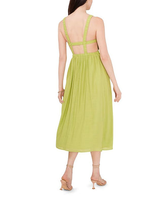 1.STATE Women's Sleeveless Cut Out Midi Dress Green Size XX-Small