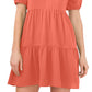 CeCe Women's Tiered V Neck Babydoll Dress Orange Size Medium