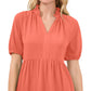 CeCe Women's Tiered V Neck Babydoll Dress Orange Size X-Small