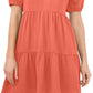 CeCe Women's Tiered V Neck Babydoll Dress Orange Size X-Small