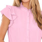 CeCe Women's Pintuck Ruffle Short Sleeve Blouse Pink Size X-Small