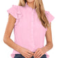 CeCe Women's Pintuck Ruffle Short Sleeve Blouse Pink Size X-Small