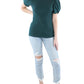 1.STATE Women's Ponderosa Pine Puff Sleeve T-Shirt Size Medium