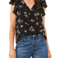 1.STATE V-Neck Chiffon Top Flutter Sleeve in Vintage Garden Size XS