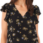 1.STATE V-Neck Chiffon Top Flutter Sleeve in Vintage Garden Size XS