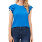 CeCe Women's Double Ruffle Knit Top Blue Size X-Large