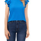 CeCe Women's Double Ruffle Knit Top Blue Size X-Large