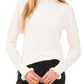 CeCe Women's Ruffle Mock Neck Sweater White Size Large