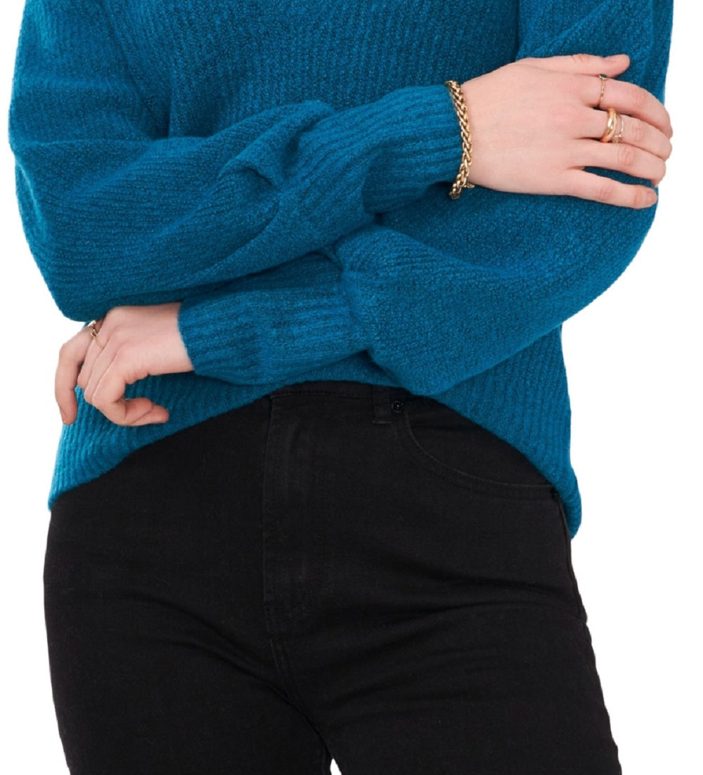 1.STATE Women's V Neck Sweater Blue Size Large